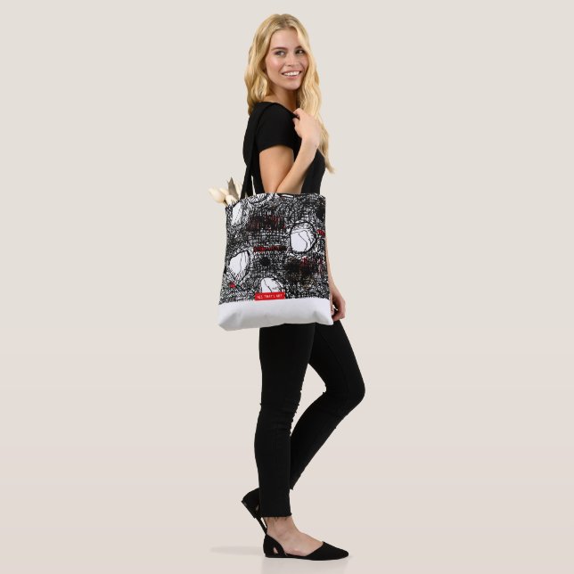 Bolso De Tela White&Black Scribble Tragetaschen Mit Langen Träge (Puesto)