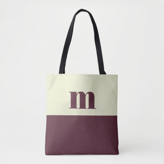 Bolso De Tela White & brown initial personalized tote bag (Anverso)