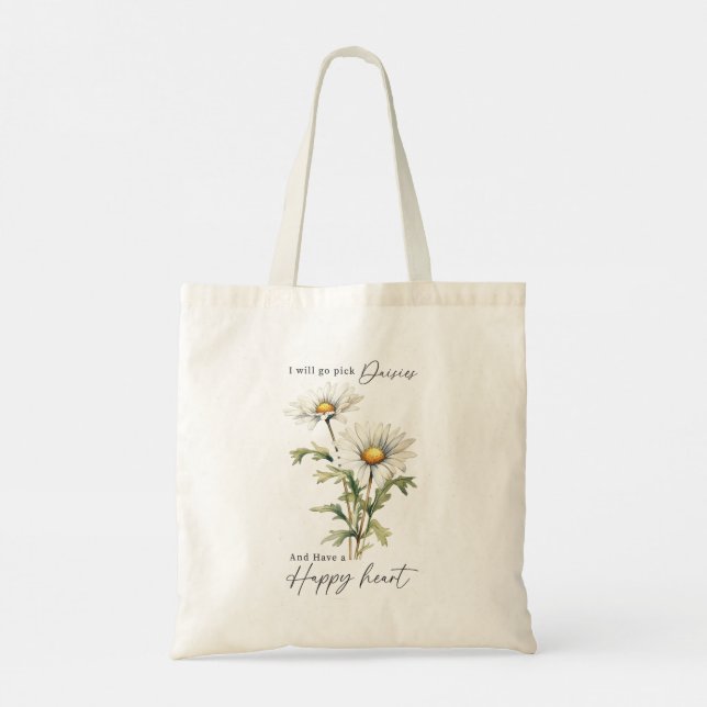 Bolso De Tela White Daisies Bohemias Romántico Boho Floral (Reverso)