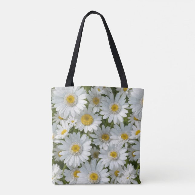 Bolso De Tela White Elegant Daisies (Reverso)
