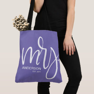Bolso De Tela White on Purple personalizada Sra. ESTABLISHED