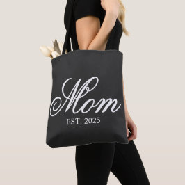 Bolso De Tela White Ornate Script Established Mom
