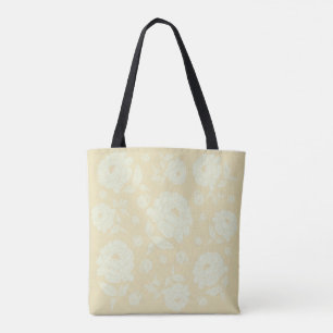 Bolso De Tela White Peonies