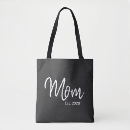 Bolso De Tela White Script Established Mom
