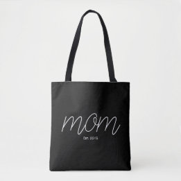 Bolso De Tela White Script Established Mom Black