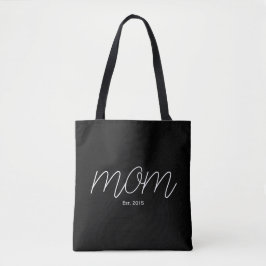 Bolso De Tela White Script Established Mom Black