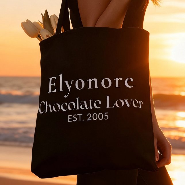 Bolso De Tela White Script Name Established Chocolate Lover (Subido por el creador)