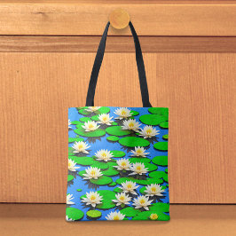 Bolso De Tela White Water Lilies Tote Bag