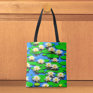 Bolso De Tela White Water Lilies Tote Bag