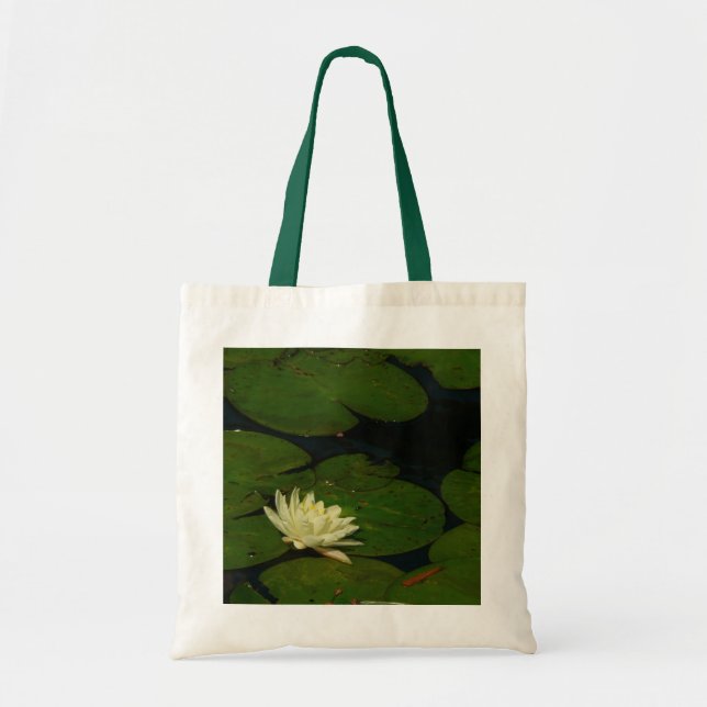 Bolso De Tela White Waterlily I Fotografía Floral Pacífica (Frente)