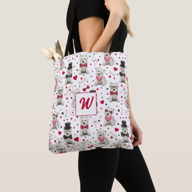 Bolso De Tela White Westie with Accessories Monogram (Detalle)