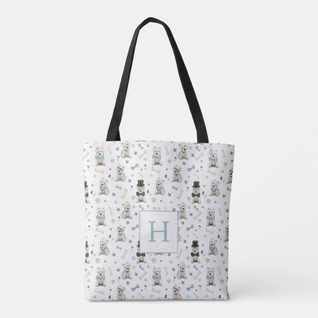 Bolso De Tela White Westie with Accessories Monogram (Reverso)