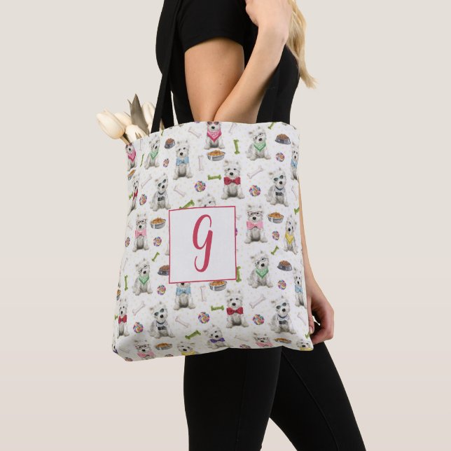 Bolso De Tela White Westies with Accessories Monogram (Detalle)