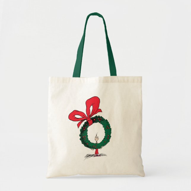 Bolso De Tela Who Peeking Through Christmas Wreath (Frente)