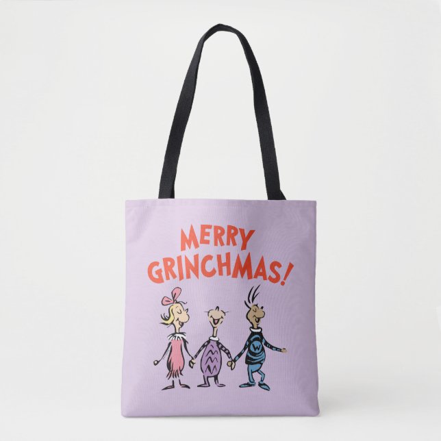 Bolso De Tela Whos Holding Hands Merry Grinchmas (Anverso)