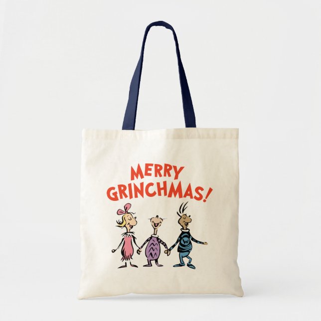 Bolso De Tela Whos Holding Hands Merry Grinchmas (Frente)
