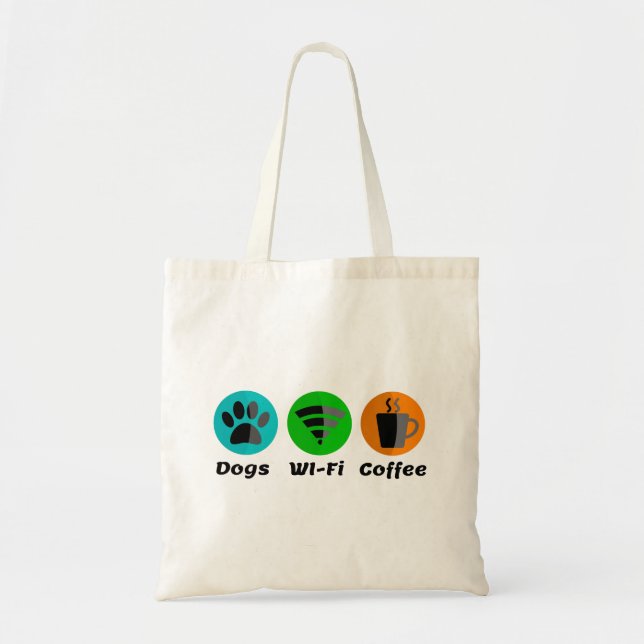Bolso De Tela Wi-Fi En Perros Y Café (Frente)