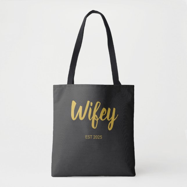 Bolso De Tela Wifey Custom Gold Bride, Fiance Gift (Anverso)