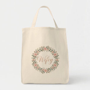 Bolso De Tela Wifey Floral Rose Gold Tote Bag
