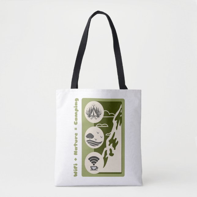 Bolso De Tela WiFi + naturaleza = aventura de camping camping (Anverso)