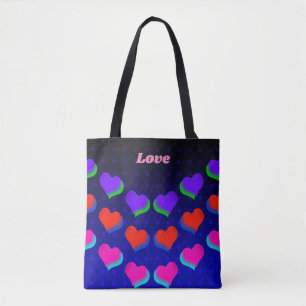 Bolso De Tela Wild Fun Neon Colorful Hearts Pattern Diseño de am