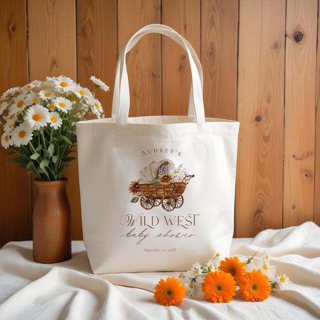 Bolso De Tela Wild West Country Western Floral Wagon Baby Shower (Wild West Country Western Floral Wagon Baby Shower Tote Bag)