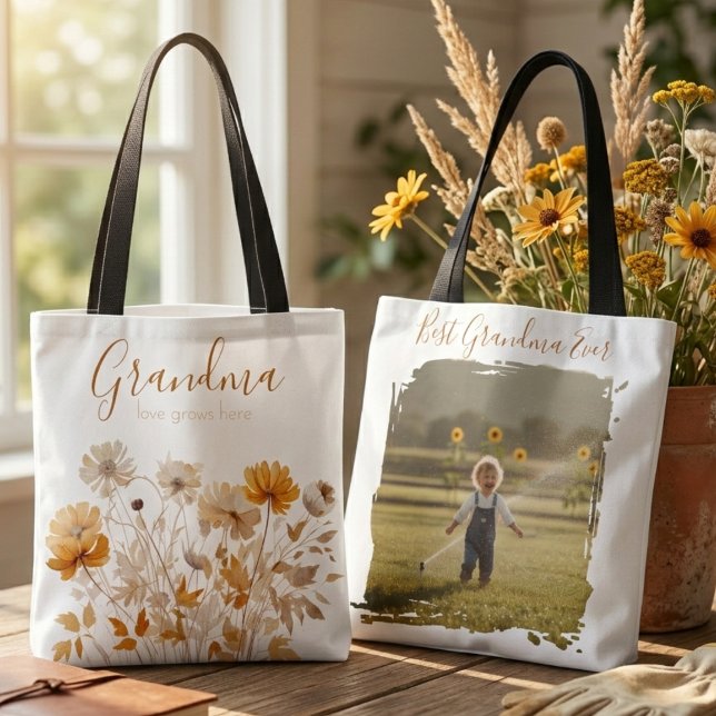 Bolso De Tela Wildflower Botanical Photo Grandma (wildflower botanical photo grandma tote bag)