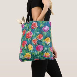 Bolso De Tela Wildflower rose meadow watercolor patter