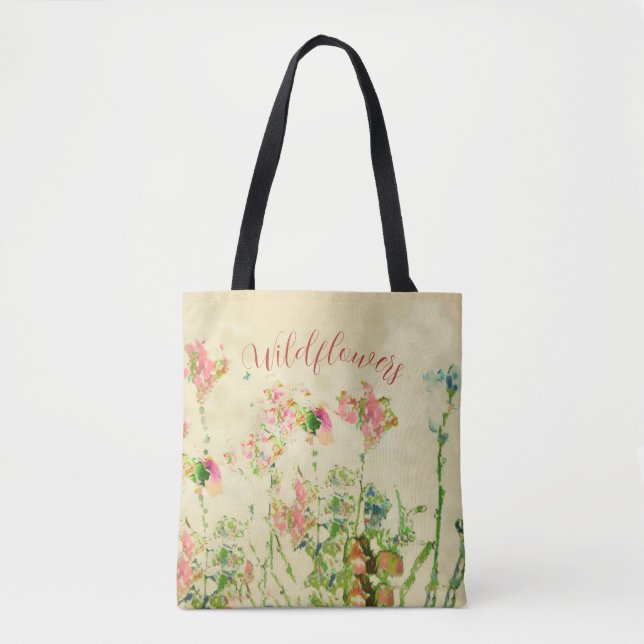 Bolso De Tela Wildflowers Text  (Anverso)