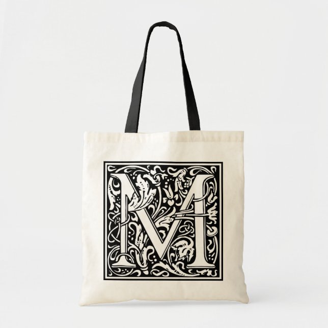 Bolso De Tela William Morris Alphabet "M" (Frente)