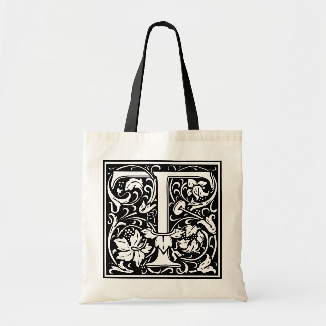 Bolso De Tela William Morris Alphabet "T" (Frente)