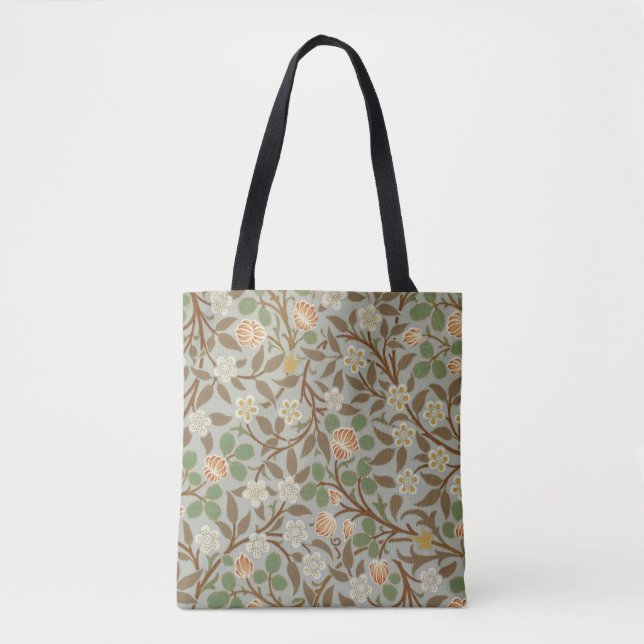 Bolso De Tela William Morris Clover Flor Botánica (Anverso)