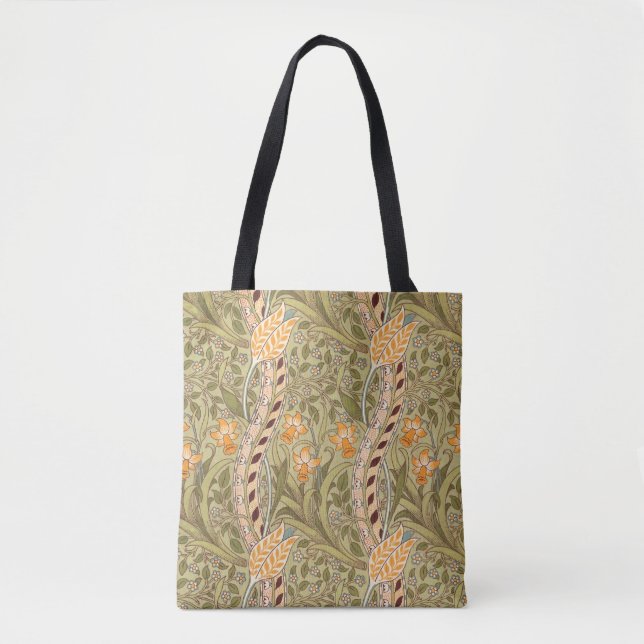 Bolso De Tela William Morris Daffodil Garden Flor Classic Bota (Anverso)