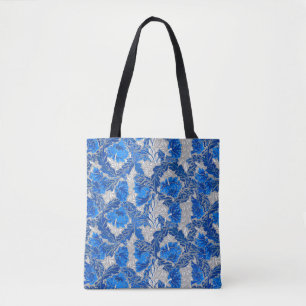 Bolso De Tela William Morris Floral, Sapphire Blue y Grey