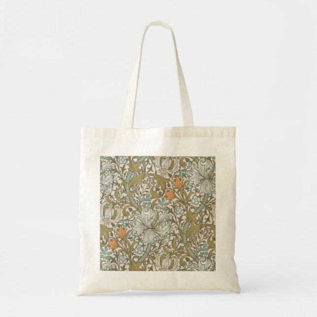 Bolso De Tela William Morris Golden Lily Blue Gold (Frente)