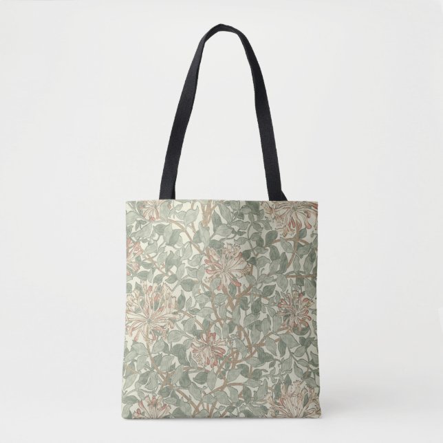 Bolso De Tela William Morris Honeysuckle Green Floral (Anverso)