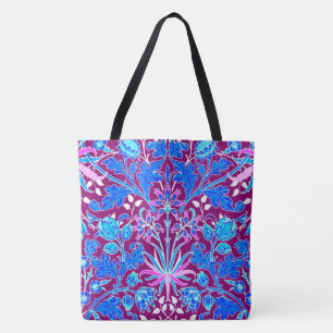 Bolso De Tela William Morris Hyacinth Print, Aqua y Purple