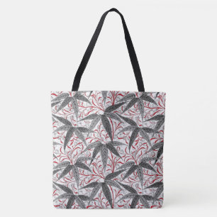 Bolso De Tela William Morris Impresión de bambú, gris y blanco