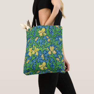 Bolso De Tela William Morris Irises, amarillo y azul cobalto