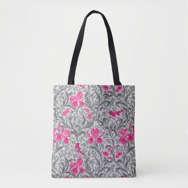 Bolso De Tela William Morris Irises, gris rosado y plateado / gr (Anverso)