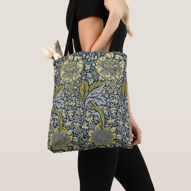 Bolso De Tela William Morris Kennet Floral Wallpaper Blue (Detalle)