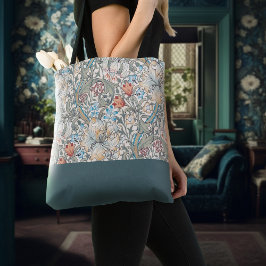 Bolso De Tela William Morris Lily Art Nouveau Floral de dos tono