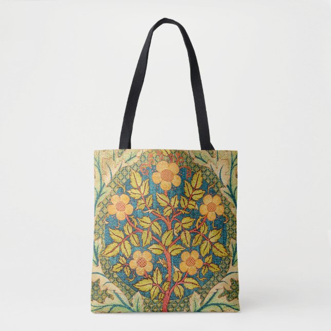 Bolso De Tela William Morris Rosa Wreath: Arte y artesanía clási (Anverso)