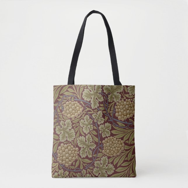 Bolso De Tela William Morris Vine Grape Red Green Art (Anverso)