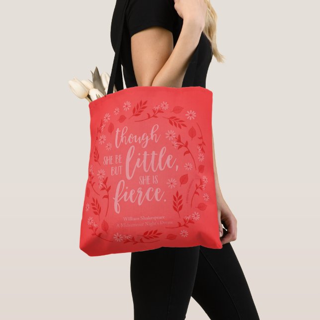 Bolso De Tela William Shakespeare pequeño pero feroz floral rojo (Detalle)