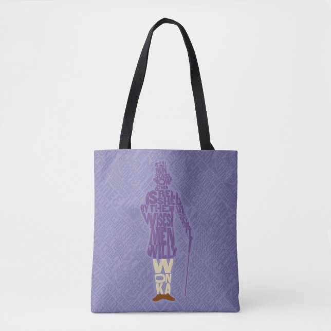 Bolso De Tela Willy Wonka Quote Silhouette (Anverso)