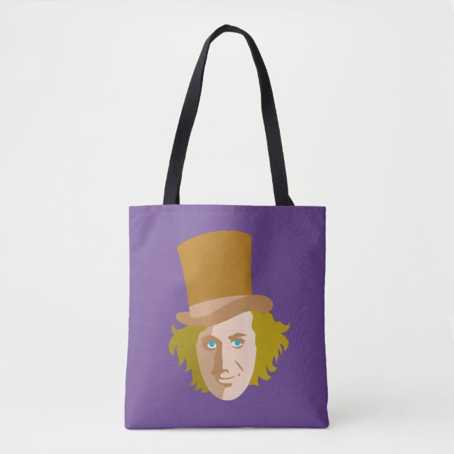 Bolso De Tela Willy Wonka Stenciled Face Graphic (Anverso)