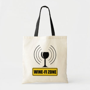 Bolso De Tela Wine-Fi Zone Funny Wine Glass Waves WiFi