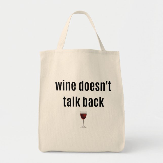 Bolso De Tela Wine no retrocede en lo gracioso (Frente)