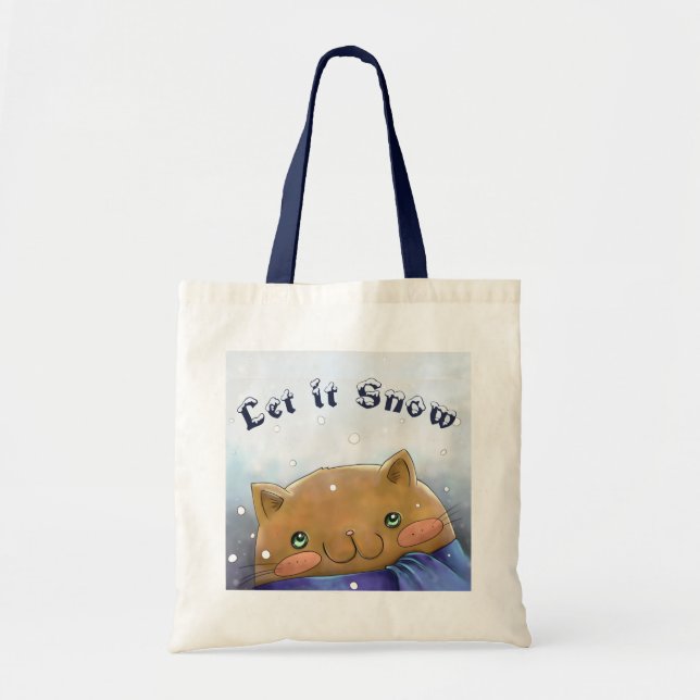 Bolso De Tela Winter Cat Let it Snow Art (Frente)